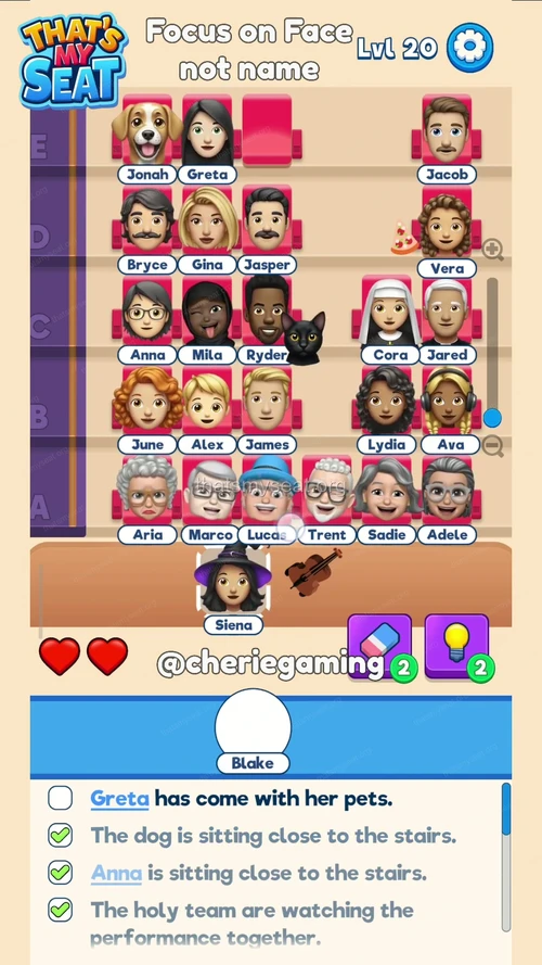 That‘s My Seat  Level 20 final answer and solution