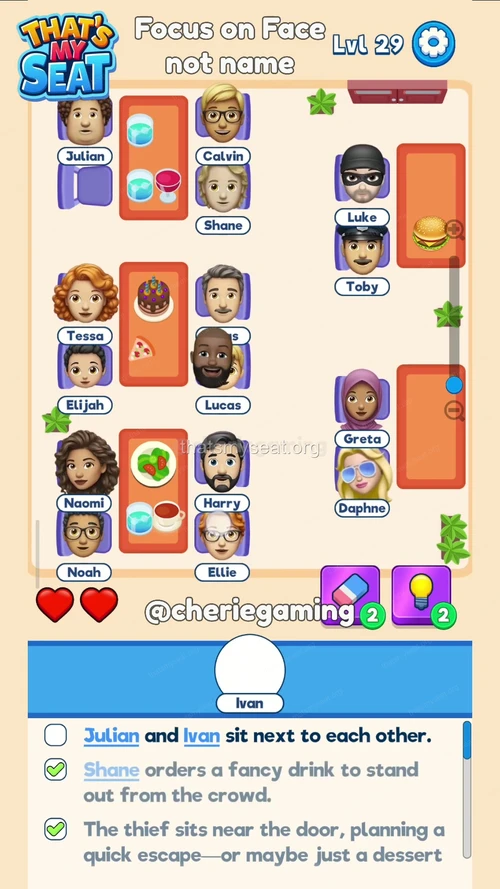 That‘s My Seat  Level 29 final answer and solution