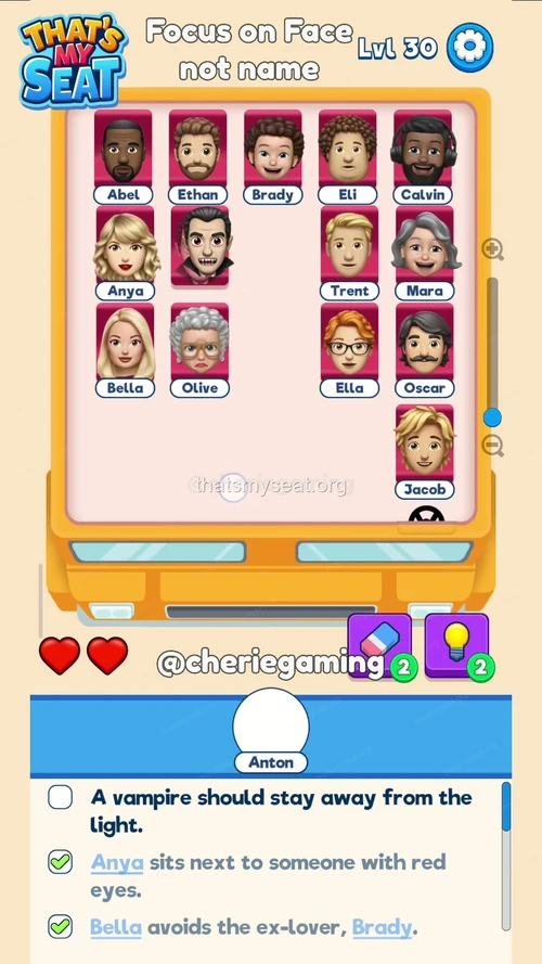 That‘s My Seat  Level 30 final answer and solution