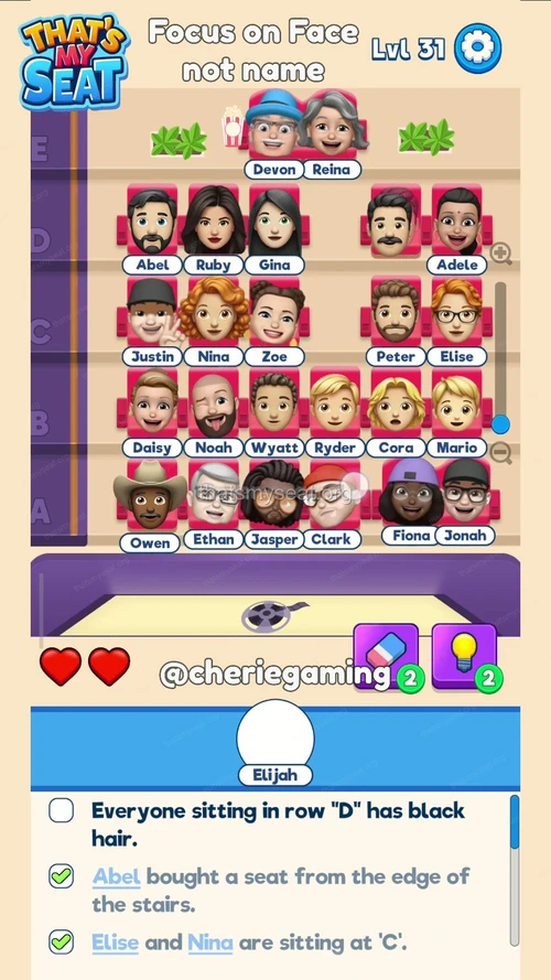 That‘s My Seat  Level 31 final answer and solution