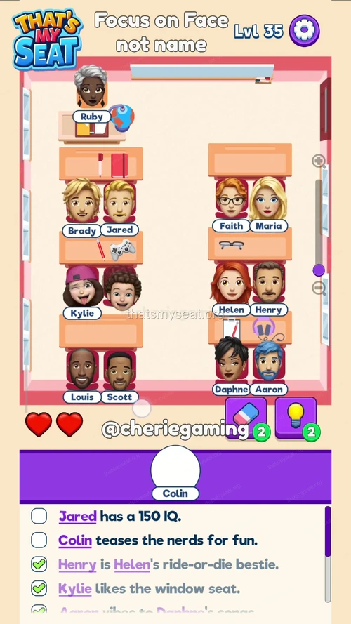 That‘s My Seat  Level 35 final answer and solution