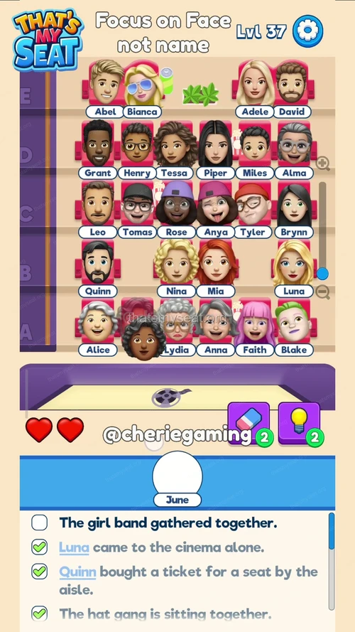 That‘s My Seat  Level 37 final answer and solution