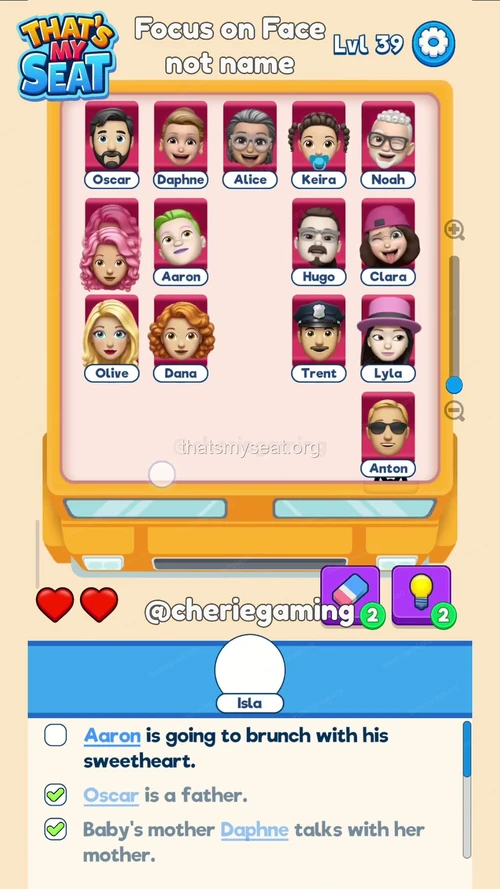 That‘s My Seat  Level 39 final answer and solution