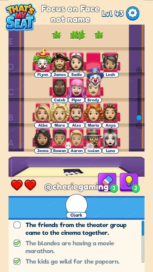 That‘s My Seat  Level 43 final answer and solution