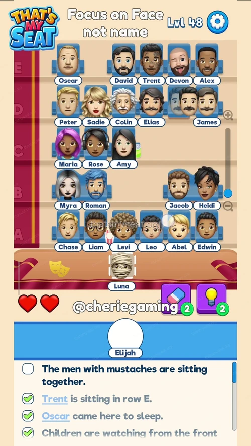 That‘s My Seat  Level 48 final answer and solution