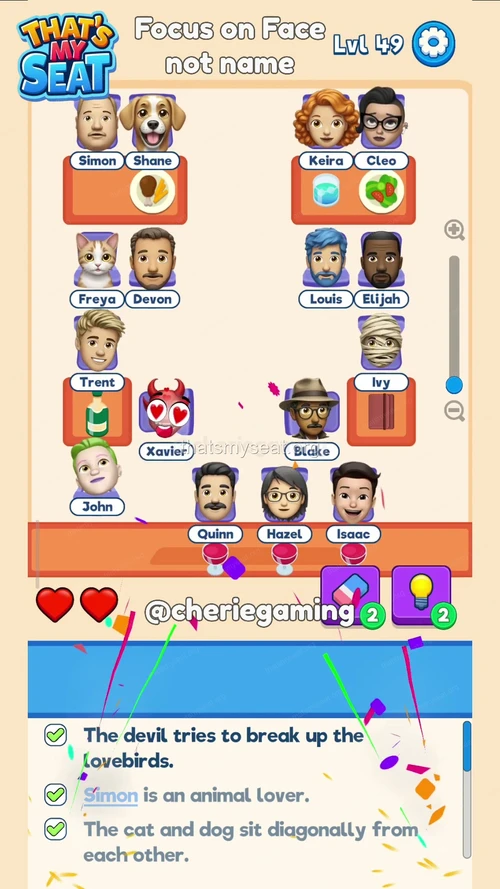 That‘s My Seat  Level 49 final answer and solution